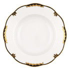 Hand-painted Herend Princess Victoria Black Rim Soup Plate Soup Plates & Rimmed Soup Bowl in fine porcelain, 8in D, on a white background