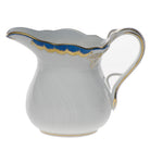 Hand-painted Herend Princess Victoria Blue Creamer in fine porcelain, (6 OZ) 3.5in H, on a white background