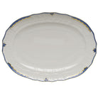 Hand-painted Herend Princess Victoria Blue Platter in fine porcelain, 15in L X 11.5in W, on a white background