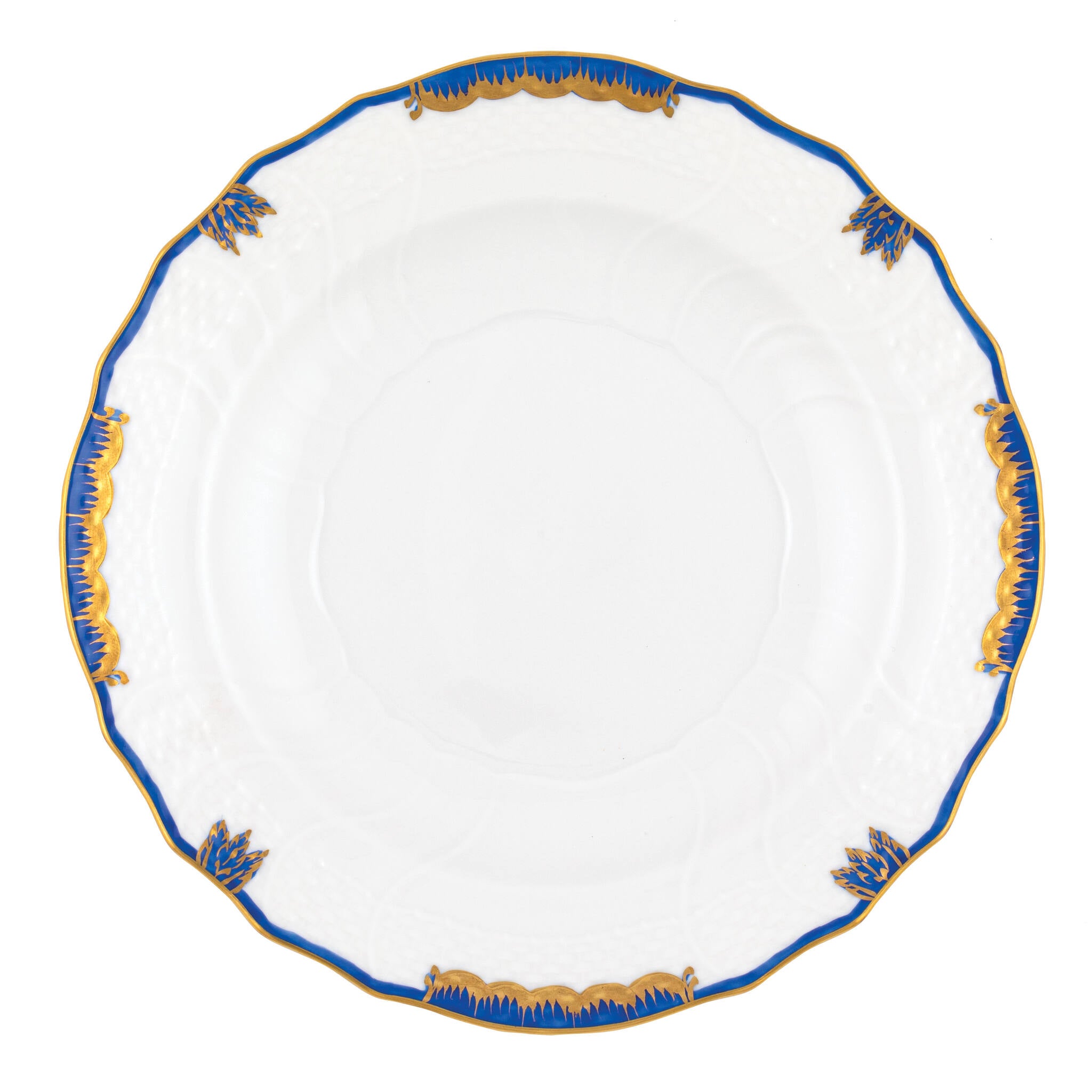 Hand-painted Herend Princess Victoria Blue Salad Plate in fine porcelain, 7.5in D, on a white background