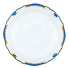 Hand-painted Herend Princess Victoria Blue Scalloped Dinner Bowl in fine porcelain, 8in D X 2in H, on a white background