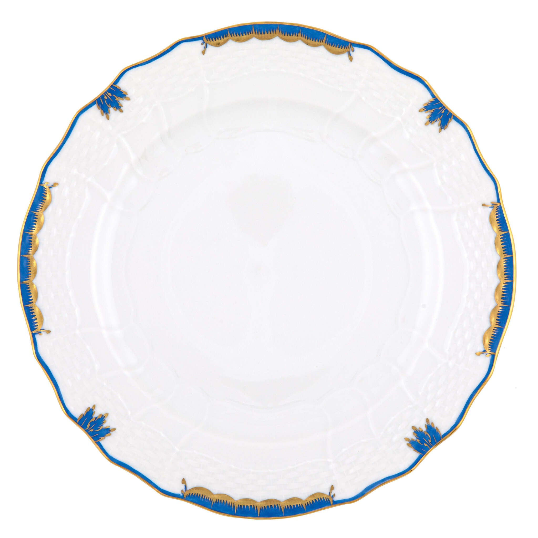 Hand-painted Herend Princess Victoria Blue Service Plate in fine porcelain, 11in D, on a white background