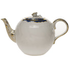 Hand-painted Herend Princess Victoria Blue Tea Pot with Rose Teapot in fine porcelain, (36 OZ) 5.5in H, on a white background