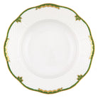 Hand-painted Herend Princess Victoria Dark Green Rim Soup Plate Soup Plates & Rimmed Soup Bowl in fine porcelain, 8in D, on a white background