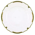 Hand-painted Herend Princess Victoria Dark Green Service Plate in fine porcelain, 11in D, on a white background