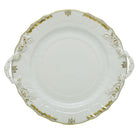 Hand-painted Herend Princess Victoria Gray Chop Plate with Handles in fine porcelain, 12in D, on a white background
