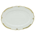 Hand-painted Herend Princess Victoria Gray Platter in fine porcelain, 15in L X 11.5in W, on a white background