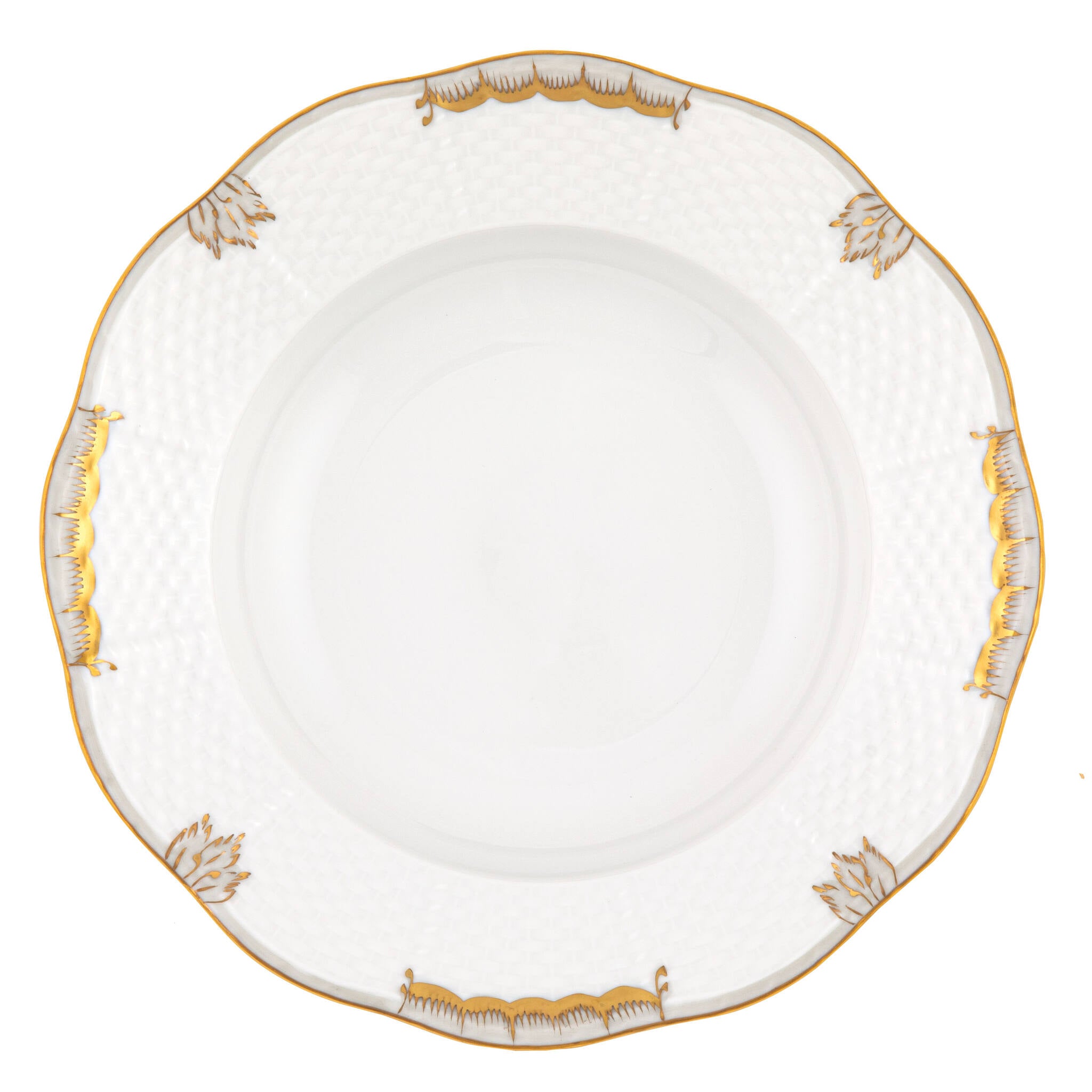Hand-painted Herend Princess Victoria Gray Rim Soup Plate Soup Plates & Rimmed Soup Bowl in fine porcelain, 8in D, on a white background