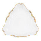Hand-painted Herend Princess Victoria Gray Triangle Dish in fine porcelain, 9.5in L, on a white background