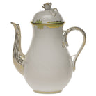 Hand-painted Herend Princess Victoria Green Coffee Pot with Rose Coffeepot in fine porcelain, (36 OZ) 8.5in H, on a white background