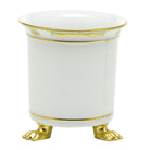 Hand-painted Herend Princess Victoria Green Mini Cachepot with Feet in fine porcelain, 3.75in L X 4in H, on a white background