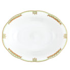 Hand-painted Herend Princess Victoria Green Oval Vegetable Dish Serving Bowl in fine porcelain, 10in L X 8in W, on a white background
