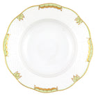 Hand-painted Herend Princess Victoria Green Rim Soup Plate Soup Plates & Rimmed Soup Bowl in fine porcelain, 8in D, on a white background