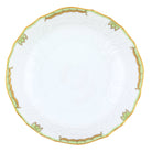 Hand-painted Herend Princess Victoria Green Scalloped Dinner Bowl in fine porcelain, 8in D X 2in H, on a white background
