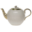 Hand-painted Herend Princess Victoria Green Tea Pot with Rose Teapot in fine porcelain, (36 OZ) 5.5in H, on a white background