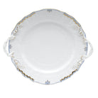 Hand-painted Herend Princess Victoria Light Blue Chop Plate with Handles in fine porcelain, 12in D, on a white background