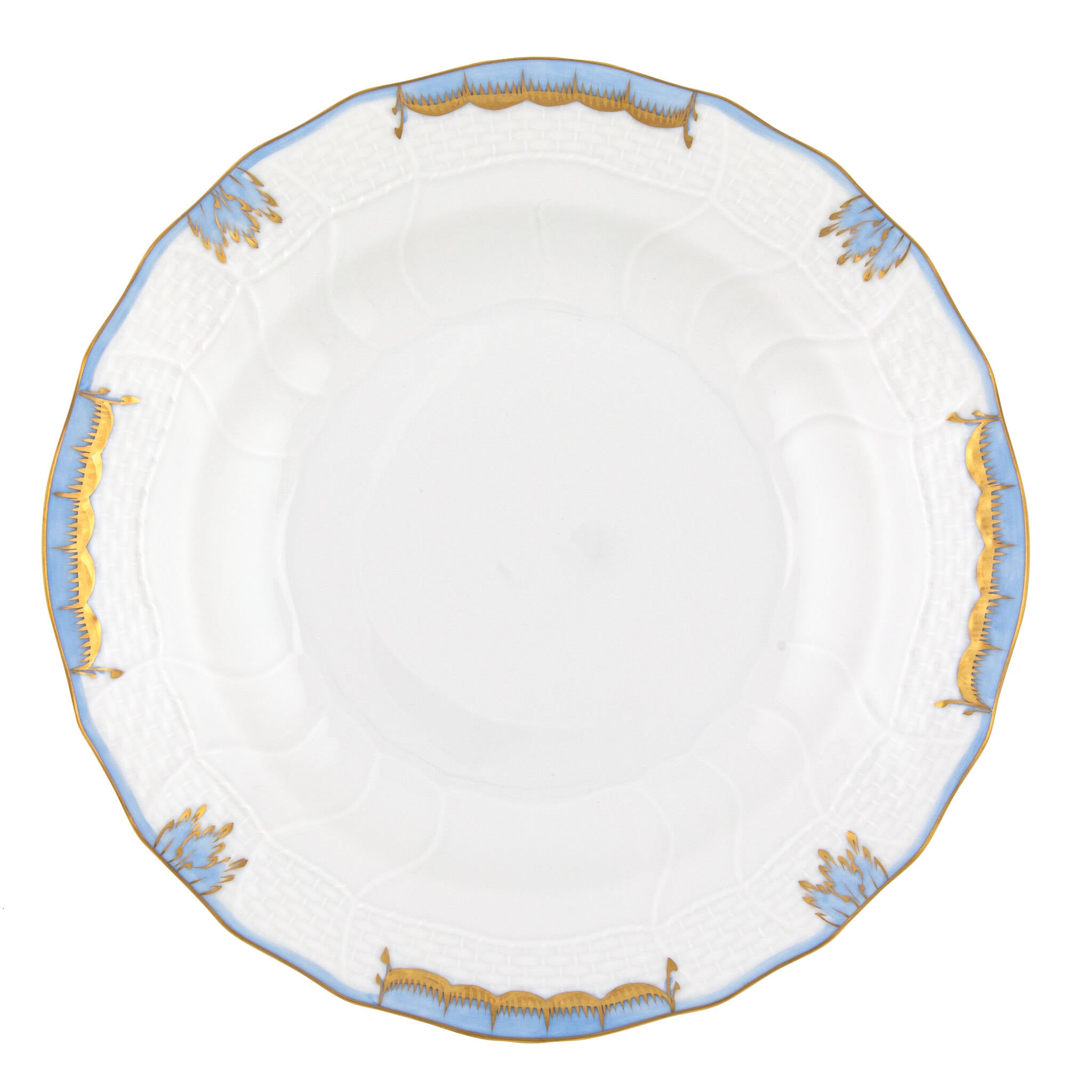 Hand-painted Herend Princess Victoria Light Blue Dessert Plate in fine porcelain, 8.25in D, on a white background