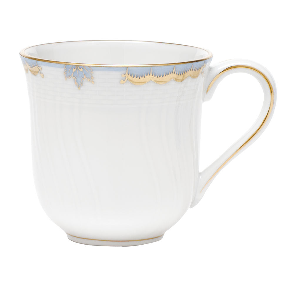 Hand-painted Herend Princess Victoria Light Blue Mug in fine porcelain, (10 OZ) 3.5in H, on a white background