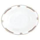 Hand-painted Herend Princess Victoria Light Blue Oval Vegetable Dish Serving Bowl in fine porcelain, 10in L X 8in W, on a white background