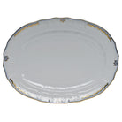 Hand-painted Herend Princess Victoria Light Blue Platter in fine porcelain, 15in L X 11.5in W, on a white background
