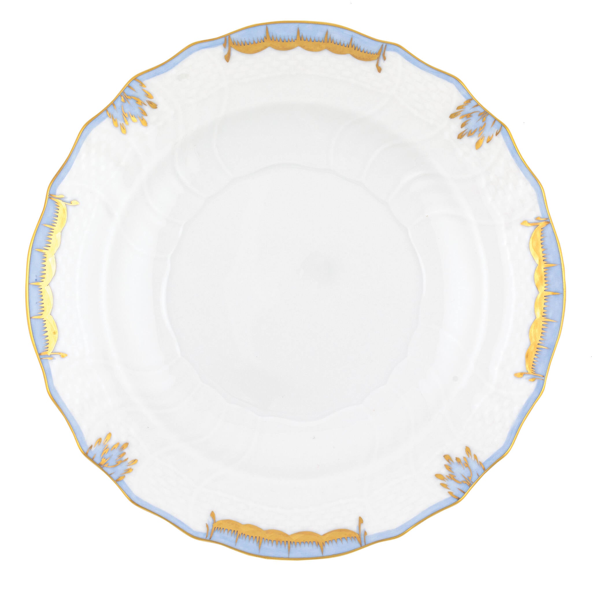 Hand-painted Herend Princess Victoria Light Blue Salad Plate in fine porcelain, 7.5in D, on a white background
