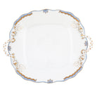 Hand-painted Herend Princess Victoria Light Blue Square Cake Plate with Handles in fine porcelain, 9.5in SQ, on a white background