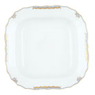 Hand-painted Herend Princess Victoria Light Blue Square Fruit Dish in fine porcelain, 11in SQ, on a white background