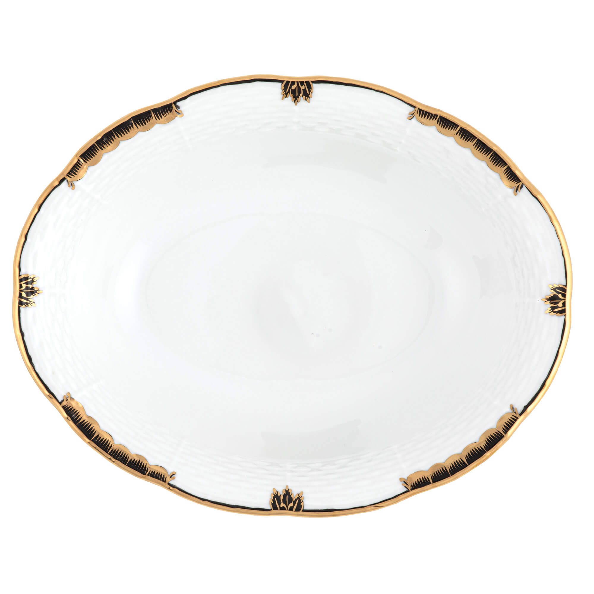 Herend Princess Victoria Oval Vegetable Dish in Black - Hand-painted Hungarian porcelain by Herend. Paris Tableware.