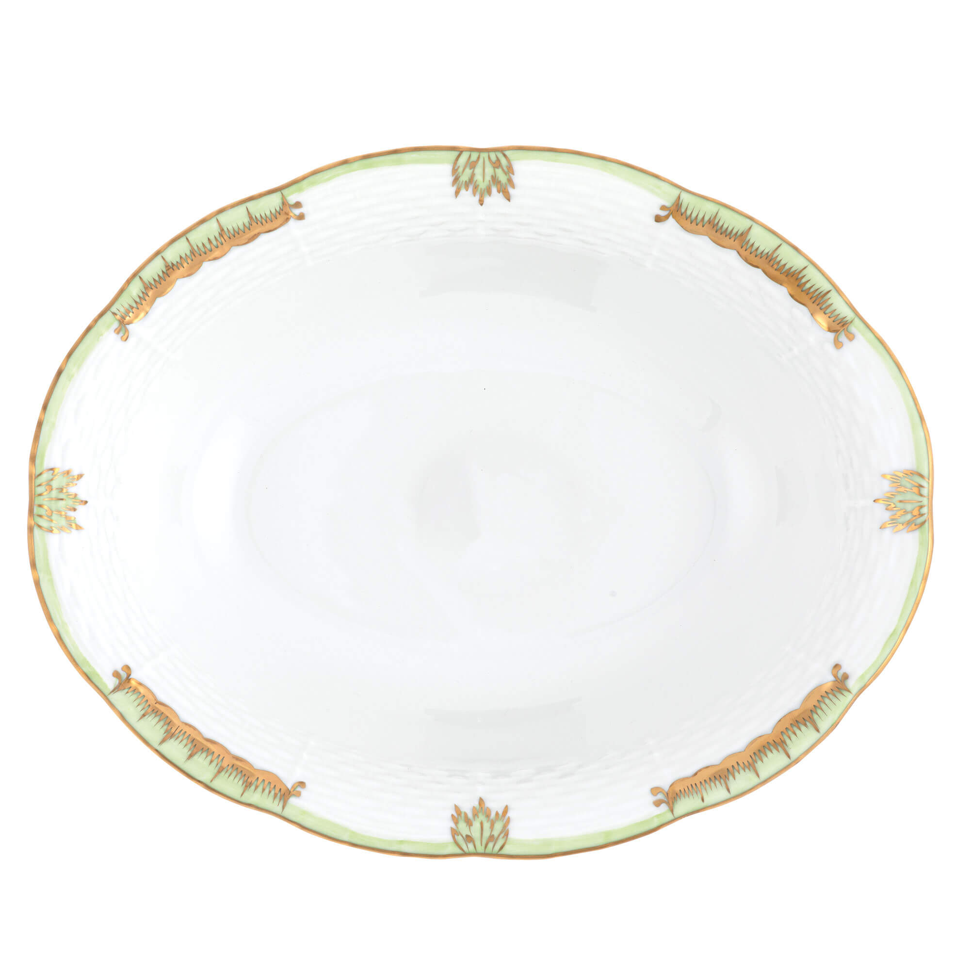Herend Princess Victoria Oval Vegetable Dish in Green - Hand-painted Hungarian porcelain by Herend. Paris Tableware.