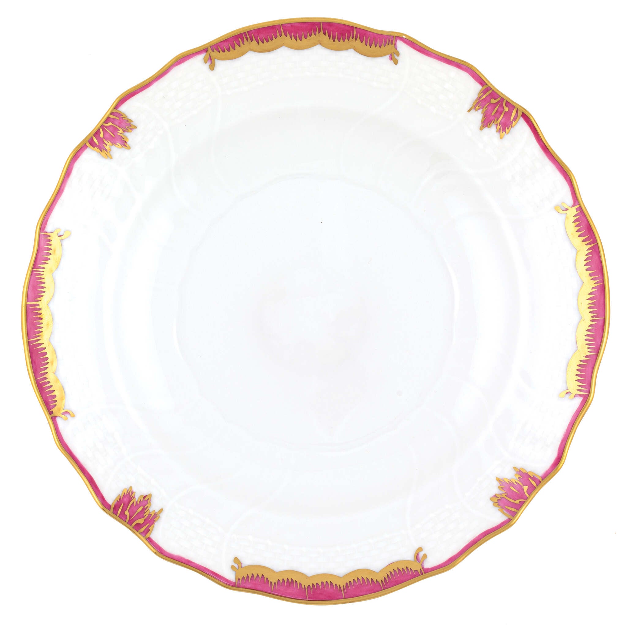 Hand-painted Herend Princess Victoria Pink Salad Plate in fine porcelain, 7.5in D, on a white background