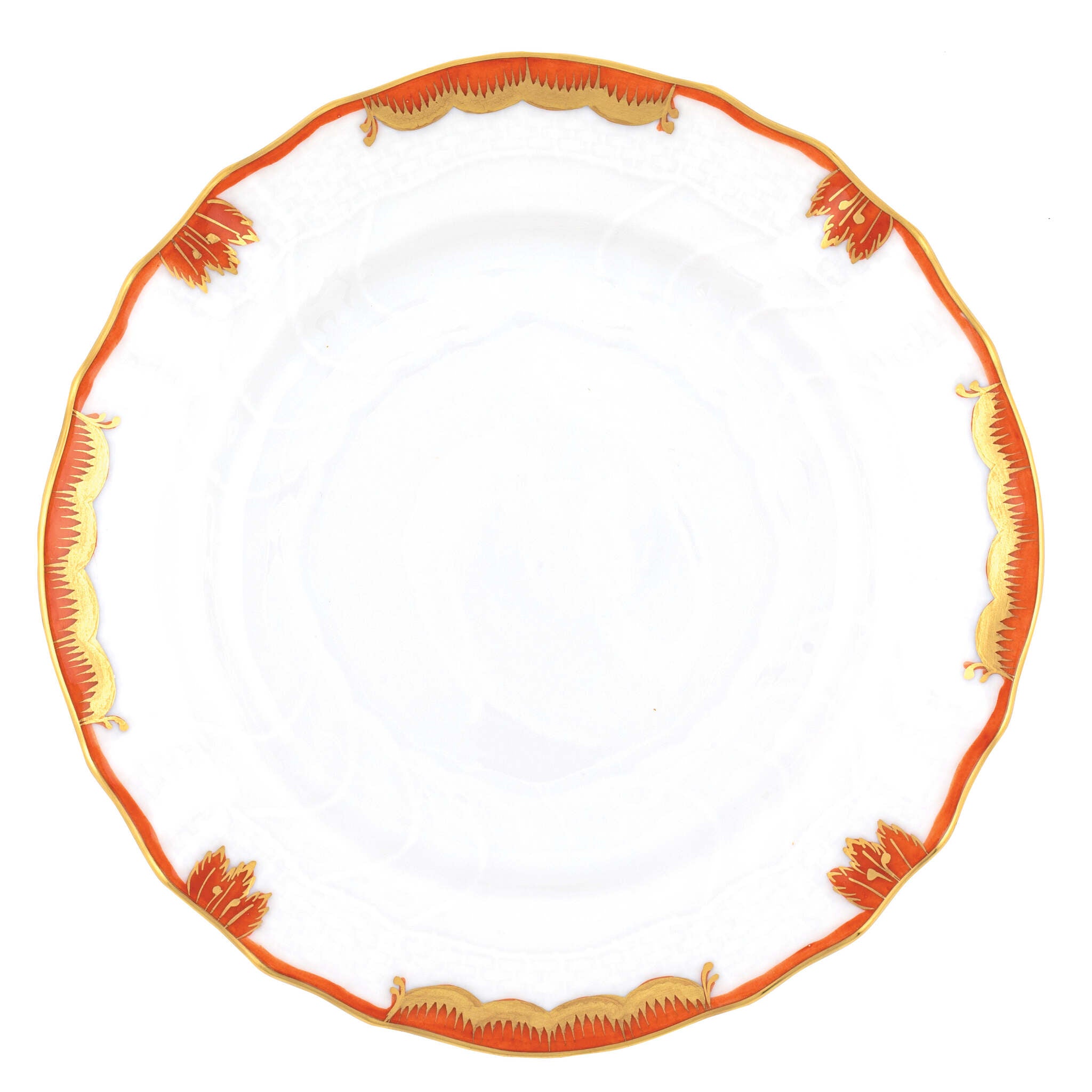Hand-painted Herend Princess Victoria Rust Bread and Butter Plate in fine porcelain, 6in D, on a white background