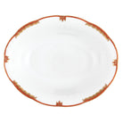 Hand-painted Herend Princess Victoria Rust Oval Vegetable Dish Serving Bowl in fine porcelain, 10in L X 8in W, on a white background