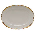 Hand-painted Herend Princess Victoria Rust Platter in fine porcelain, 15in L X 11.5in W, on a white background