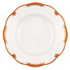 Hand-painted Herend Princess Victoria Rust Rim Soup Plate Soup Plates & Rimmed Soup Bowl in fine porcelain, 8in D, on a white background