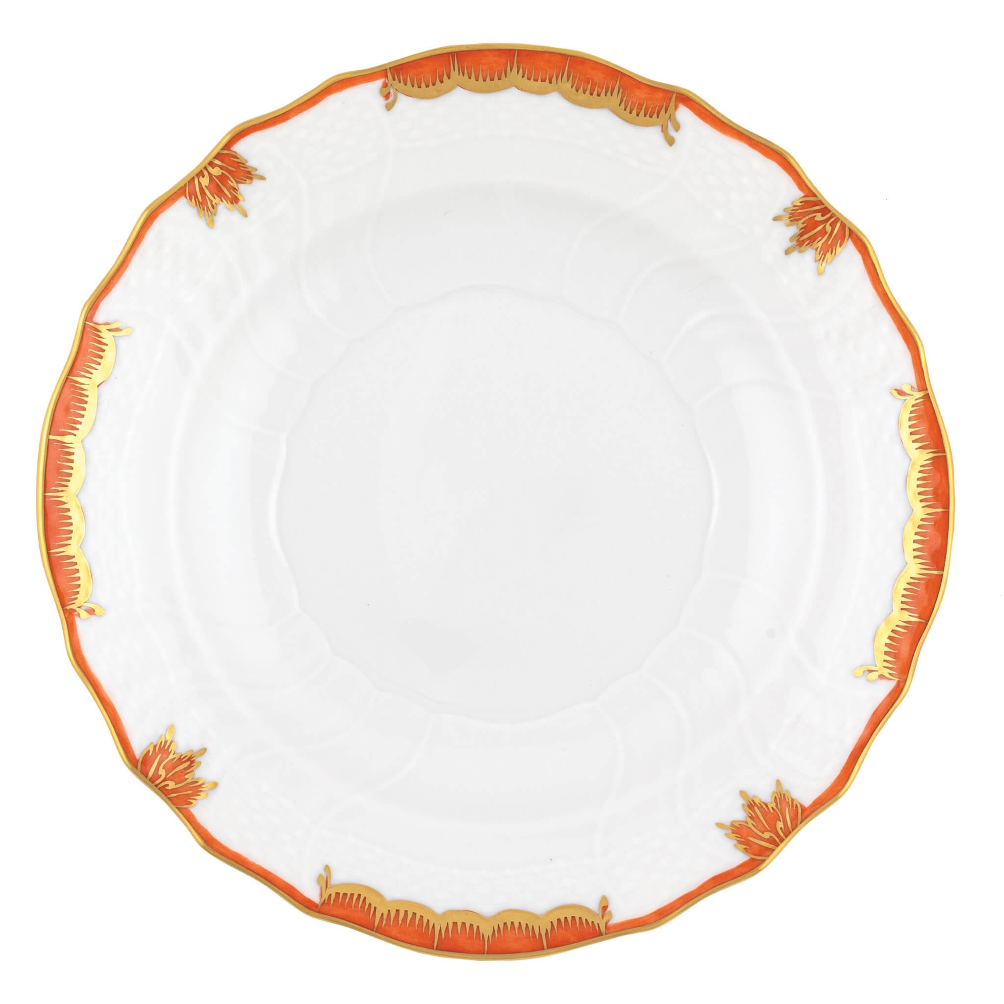 Hand-painted Herend Princess Victoria Rust Salad Plate in fine porcelain, 7.5in D, on a white background