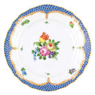 Hand-painted Herend Printemps Blue Border Bread and Butter Plate in fine porcelain, 6in D,, Motif 1, on a white background