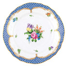 Hand-painted Herend Printemps Blue Border Bread and Butter Plate in fine porcelain, 6in D,, Motif 4, on a white background