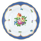 Hand-painted Herend Printemps Blue Border Dessert Plate in fine porcelain, 8.25in D,, Motif 1, on a white background