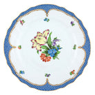 Hand-painted Herend Printemps Blue Border Dinner Plate in fine porcelain, 10.5in D,, Motif 5, on a white background