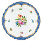 Hand-painted Herend Printemps Blue Border Salad Plate in fine porcelain, 7.5in D,, Motif 1, on a white background