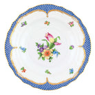 Hand-painted Herend Printemps Blue Border Salad Plate in fine porcelain, 7.5in D,, Motif 3, on a white background