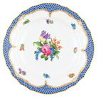 Hand-painted Herend Printemps Blue Border Salad Plate in fine porcelain, 7.5in D,, Motif 4, on a white background
