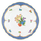 Hand-painted Herend Printemps Blue Border Salad Plate in fine porcelain, 7.5in D,, Motif 5, on a white background