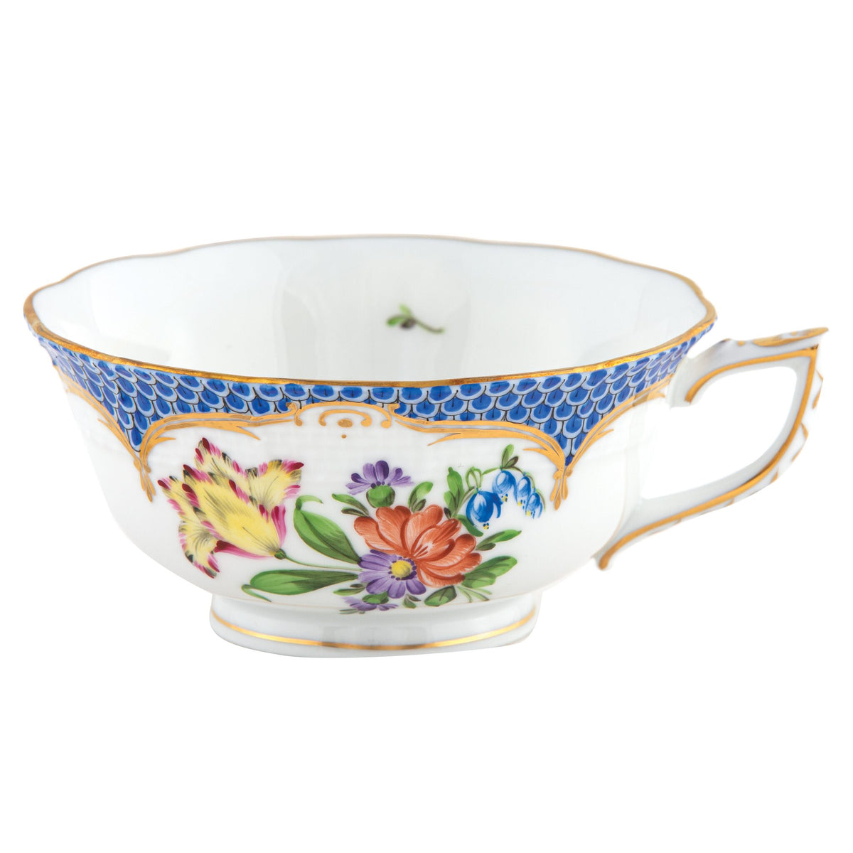 Herend Printemps Blue Border Tea Cup Cup & Saucer Set, alternate view