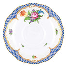 Hand-painted Herend Printemps Blue Border Tea Saucer Cup & Saucer Set in fine porcelain, 6in D,, Motif 1, on a white background