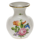 Hand-painted Herend Printemps Medium Bud Vase with Lip in fine porcelain, 2.25in L X 2.25in W X 2.75in H, on a white background