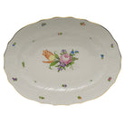Hand-painted Herend Printemps Platter in fine porcelain, 17in L X 12.5in W, on a white background