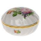 Hand-painted Herend Printemps Ring Box in fine porcelain, 2.75in D, on a white background