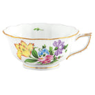 Hand-painted Herend Printemps Tea Cup Cup & Saucer Set in fine porcelain, on a white background