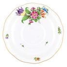 Hand-painted Herend Printemps Tea Saucer Cup & Saucer Set in fine porcelain, 6in D,, Motif 4, on a white background